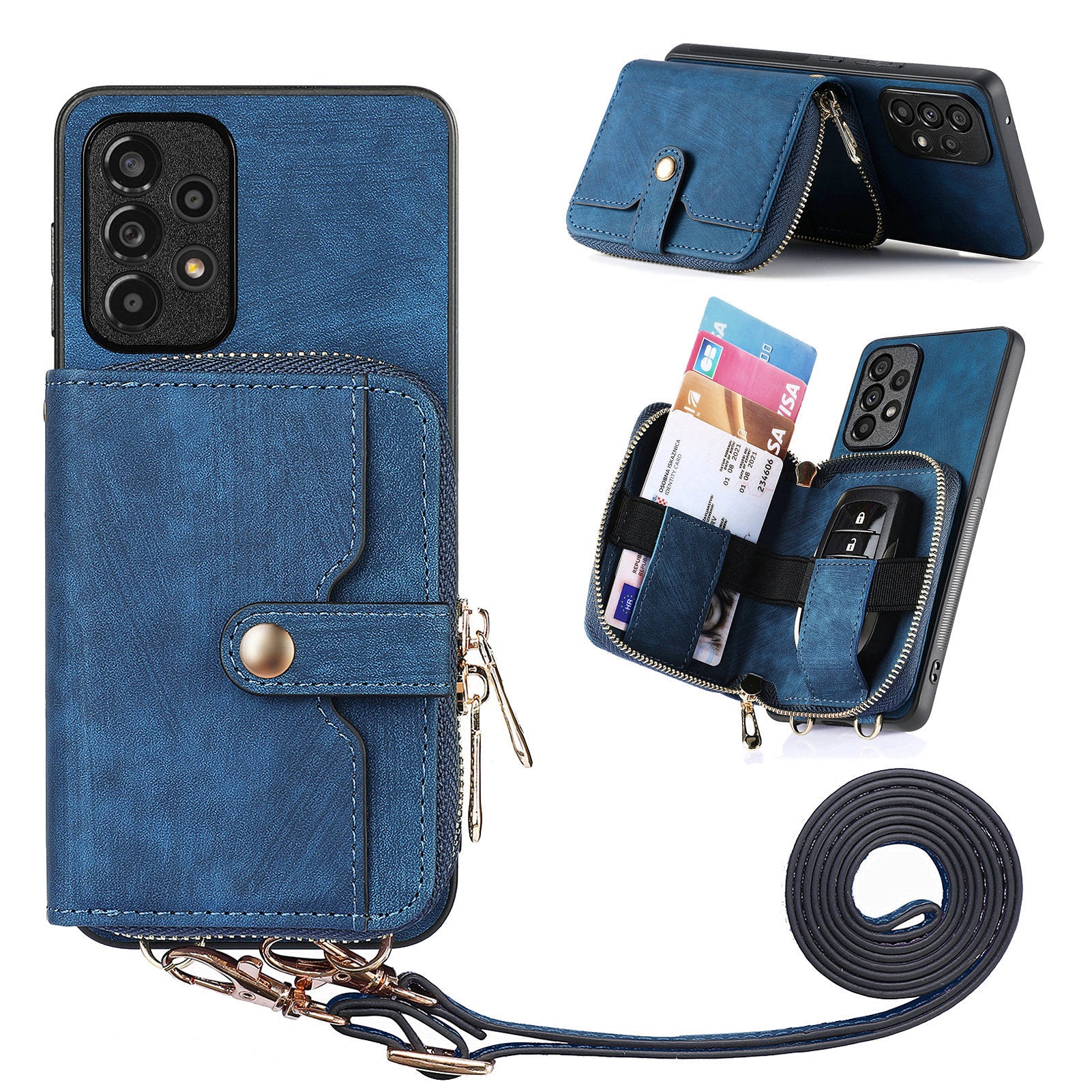 D3 For Samsung Galaxy A13 4G Shockproof Cover PU Leather+PC+TPU Phone Case Kickstand Zipper Wallet D3 For Samsung Galaxy A13 4G Shockproof Cover PU Leather+PC+TPU Phone Case Kickstand Zipper Wallet